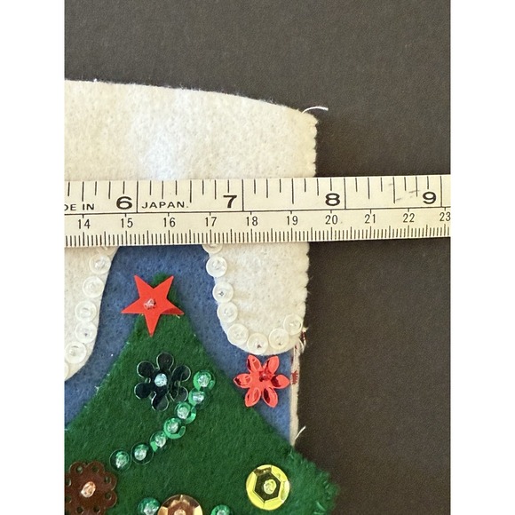 VTG 90s Paragon Finished Felt Christmas Stocking MR & MRS CLAUS DECORATING TREE - Picture 14 of 15